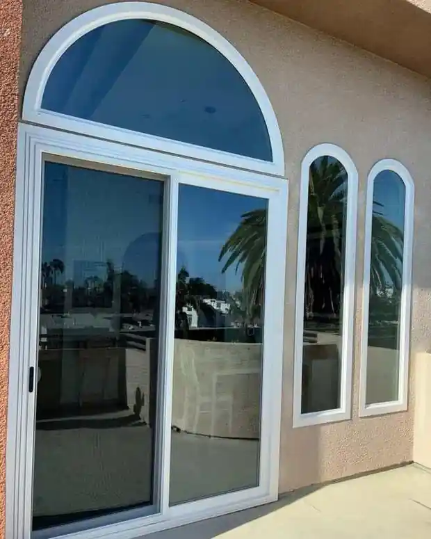 Arched window and patio door exterior